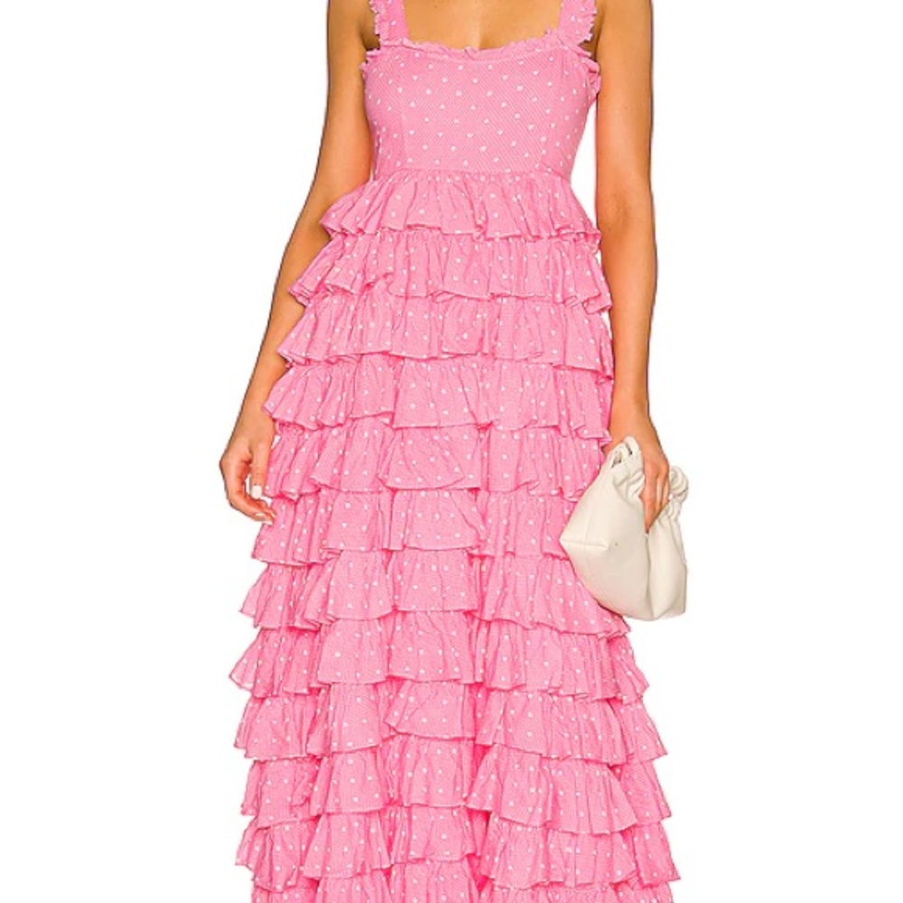 Love Shack Fancy Pink Ruffled Maxi Dress - Picture 2 of 4